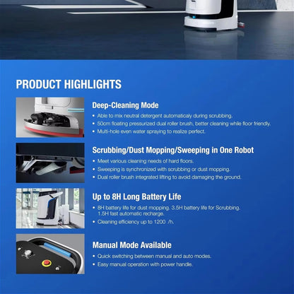 Robot Vacuum Cleaner, Ai-Powered Smart Robotic Floor Cleaner with Scrubbing and Sweeping, Perfect for Homes, Apartments, and Large Spaces