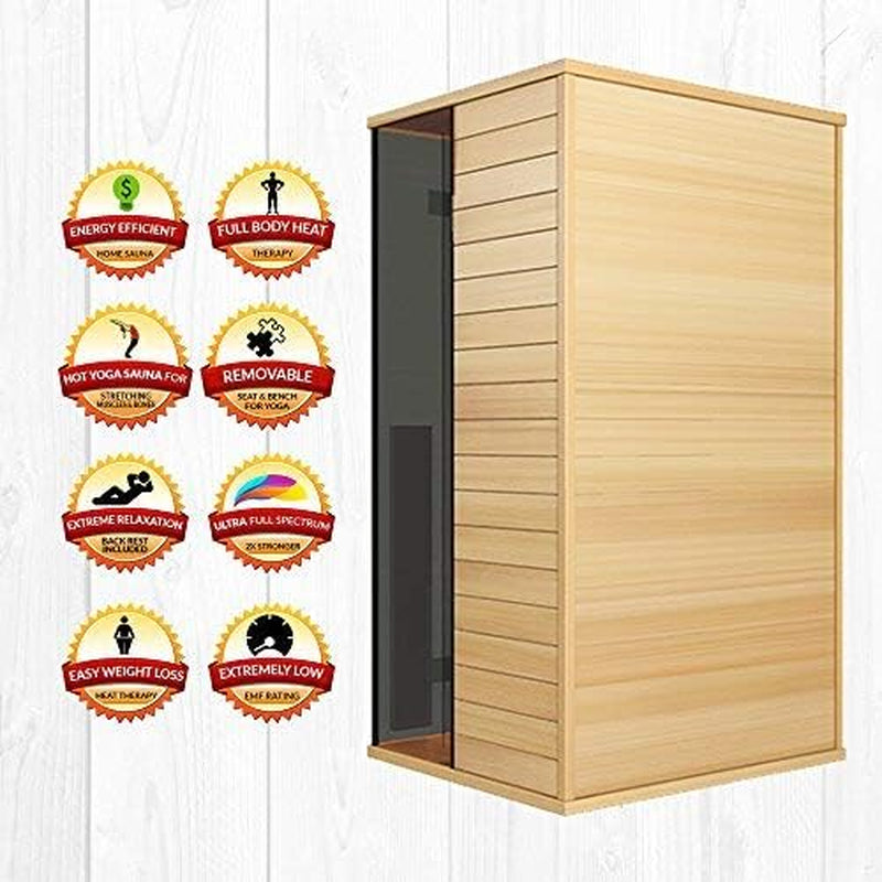 Luxury 2-Person Full Spectrum Indoor Infrared Sauna with Oxygen Ionizer and Chromatic Light Therapy - Perfect for Hot Yoga and Relaxation!