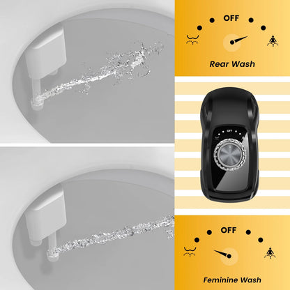 Bidet Attachment: Dual Nozzle , Hidden Nozzle, Adjustable Water Pressure- Black