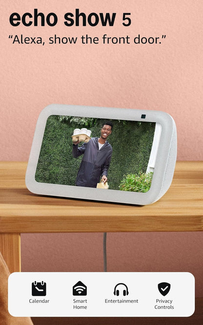 Echo Show 5 (Newest Model), Smart Display with Alexa+ Early Access, 2X the Bass and Clearer Sound, Glacier White